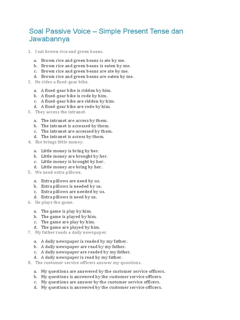 Soal Passive Voice Headgear Hat