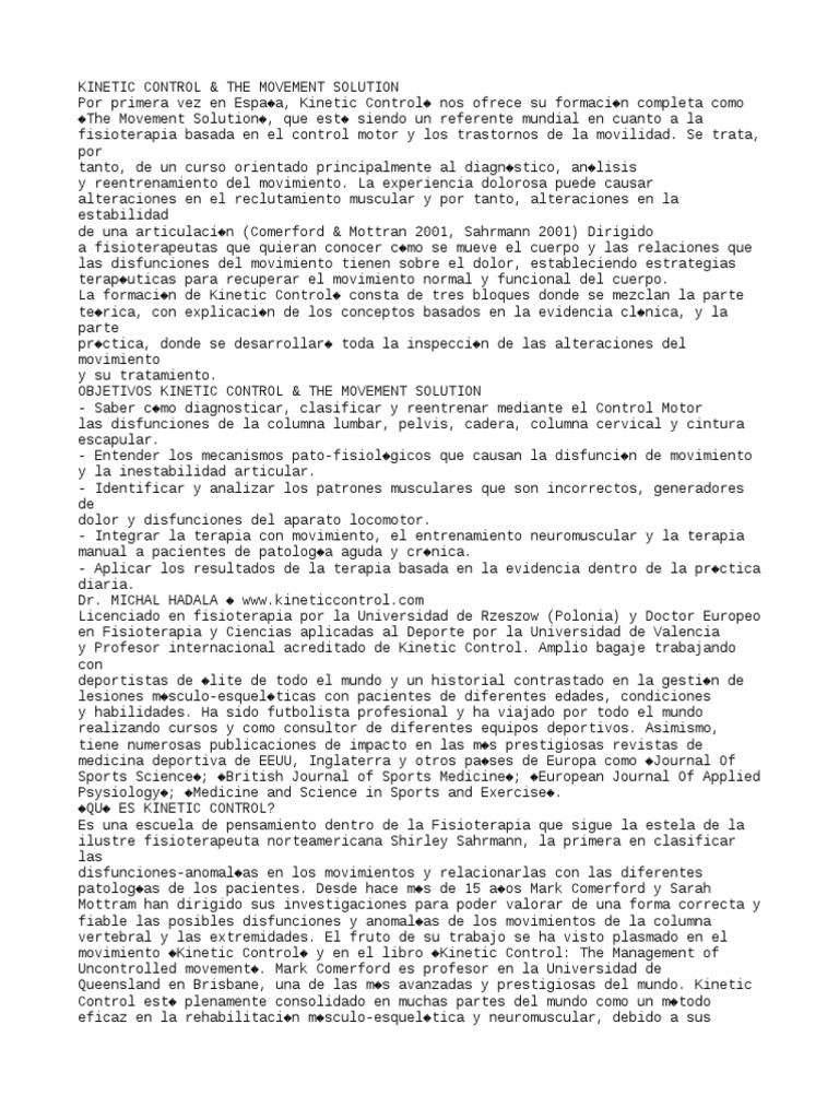 Kinetic Control: Solución al Movimiento | PDF | Terapia física ...