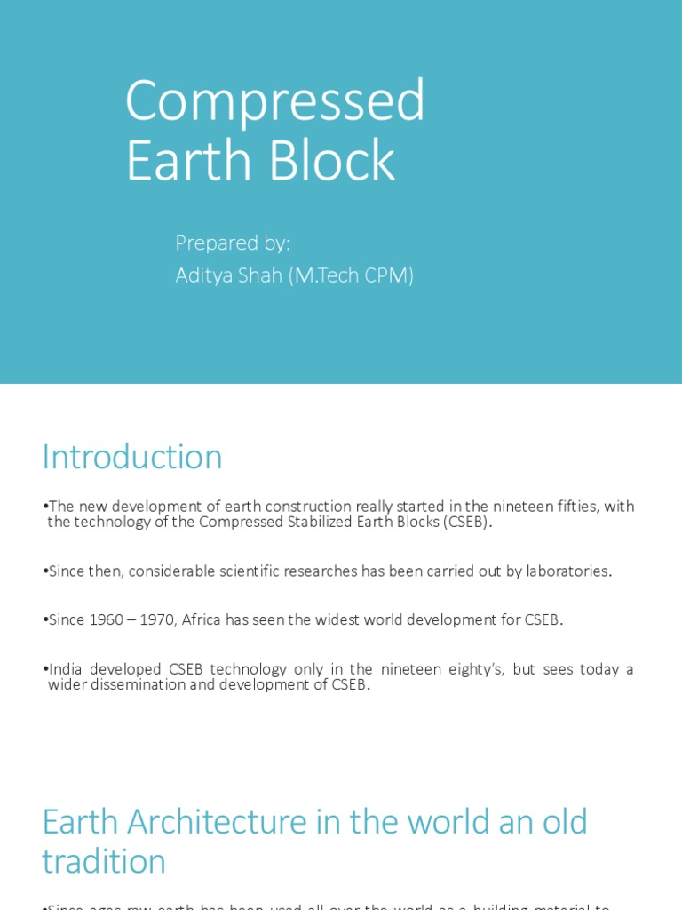 Compressed Earth Block Technology Overview | PDF | Brick | Soil