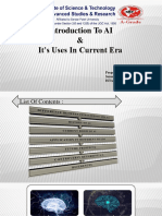 Introduction To AI & It's Uses in Current Era: Prepared By: Yash Panchal (19IT25) Semester - I M.Sc. IT Istar College