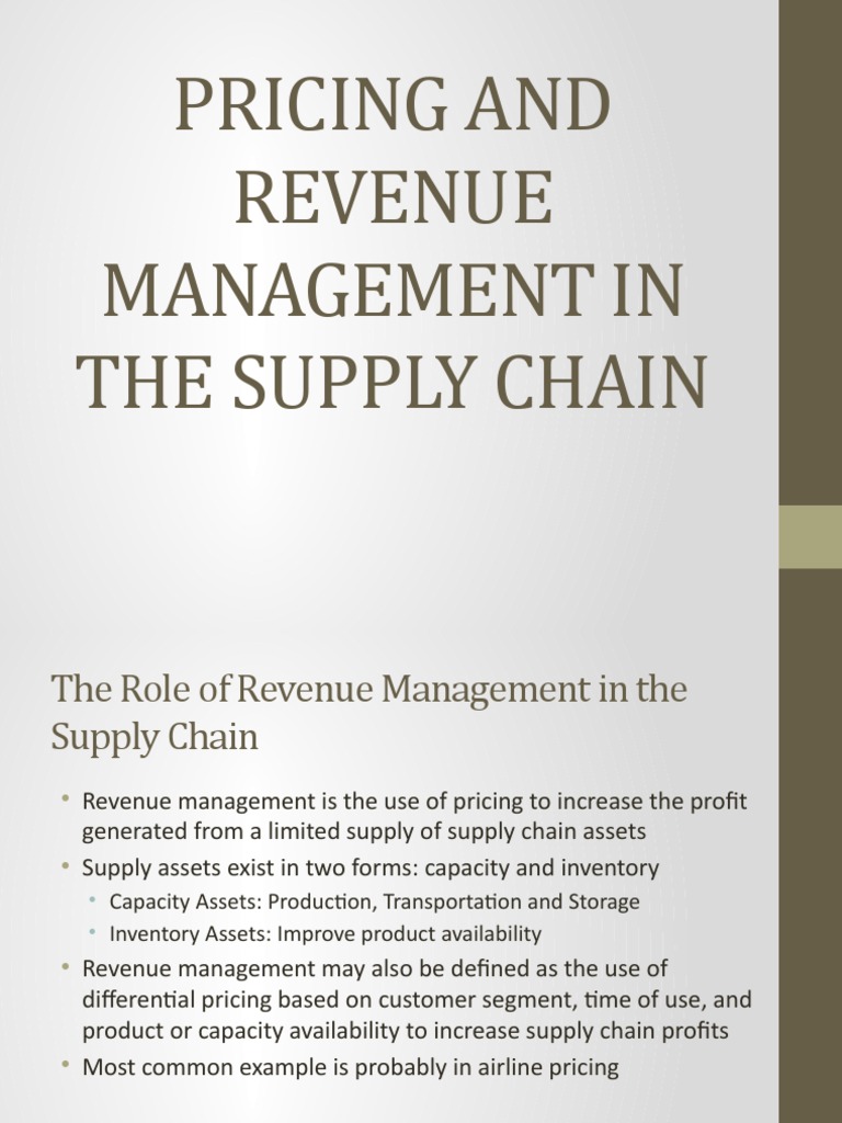 Maximizing Supply Chain Profits Through Strategic Pricing and Revenue