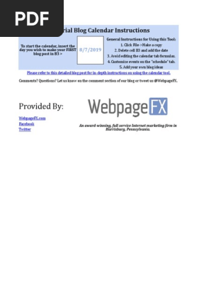 Editorial calendar 