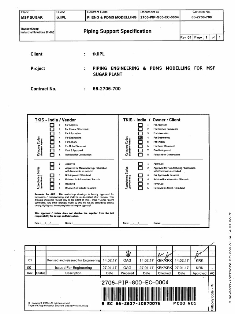 Pipe Support Specification Document | PDF | Pipe (Fluid Conveyance ...