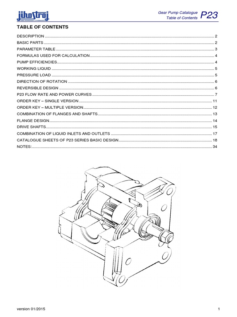 Hydraulic Internal Gear Pump P23 Overview | PDF | Flow Measurement | Pump