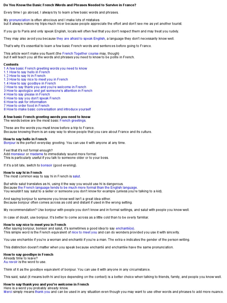 Do You Know The Basic French Words and Phrases Needed To Survive in ...