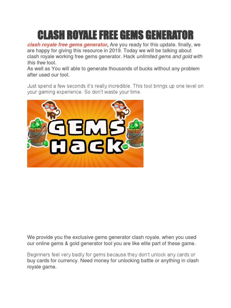 Clash Royale Free Gems Generator Video Games Cyberspace