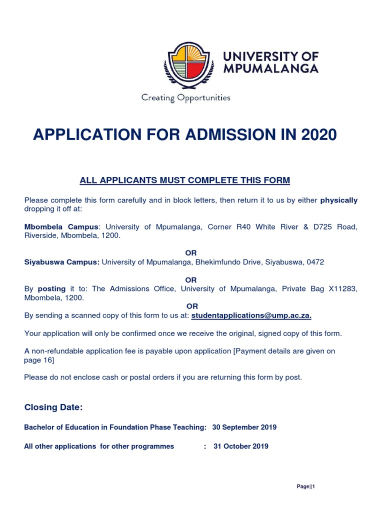 2020 Ump Application Form PDF