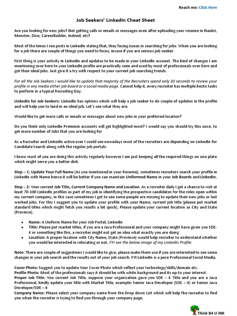 LinkedIn Tips for Job Seekers | PDF | Linked In | Recruitment