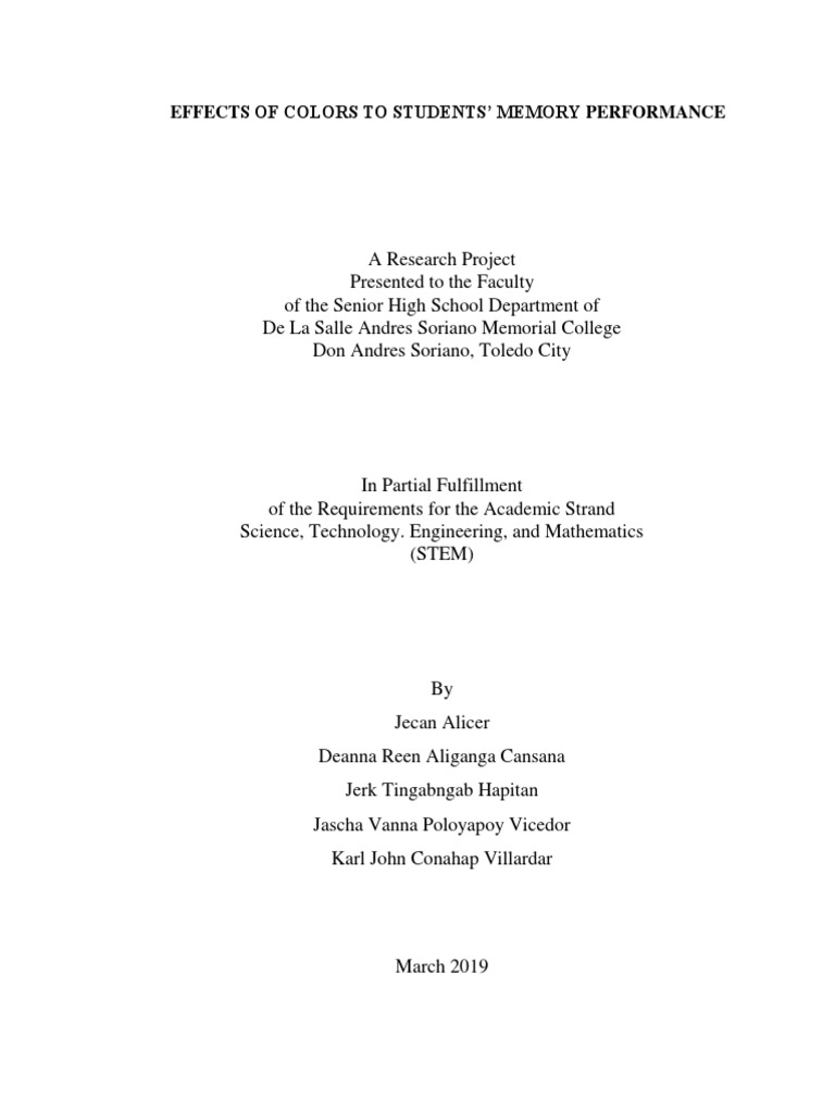 Effects of Colors on Memory Performance | PDF | Recall (Memory) | Memory