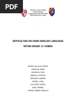 Difficulties On Using English Language Within Grade 12-Humss