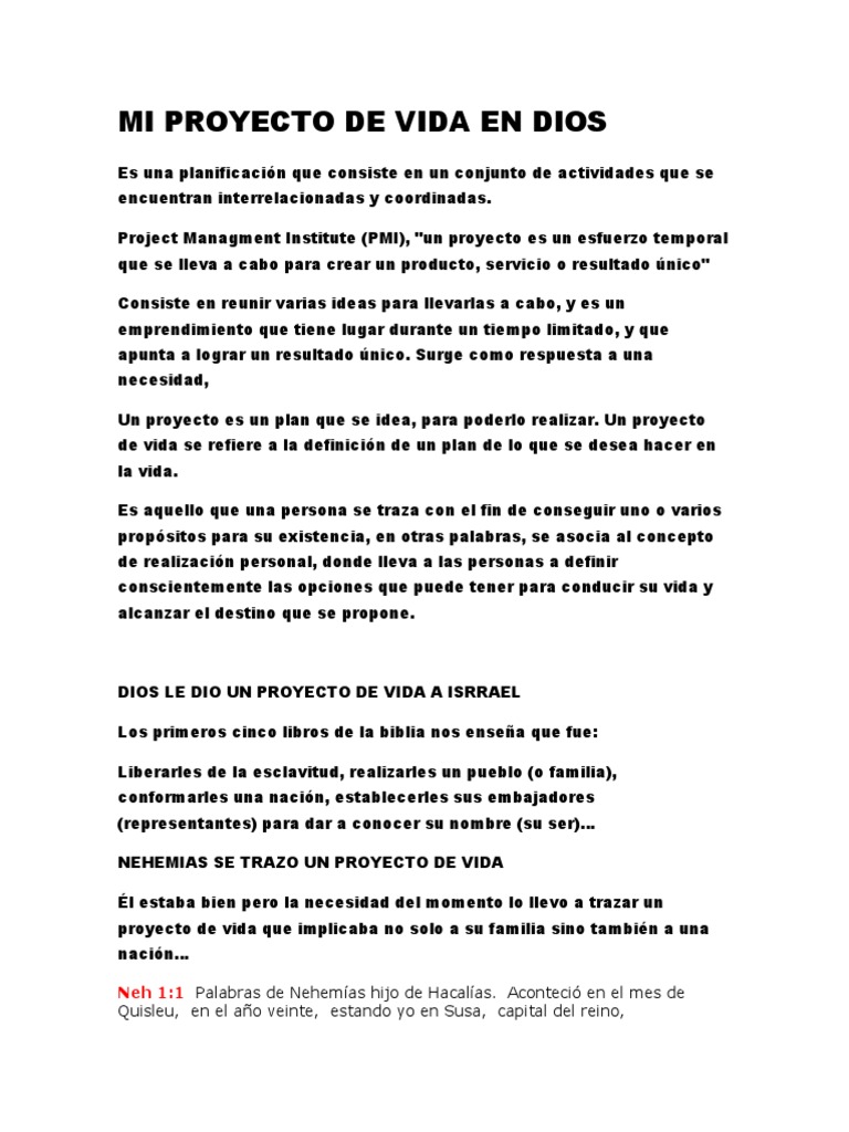 Mi Proyecto de Vida en Dios | PDF | Creencia religiosa y doctrina ...