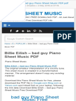 Billie Eilish - Bad Guy Piano Sheet Music PDF