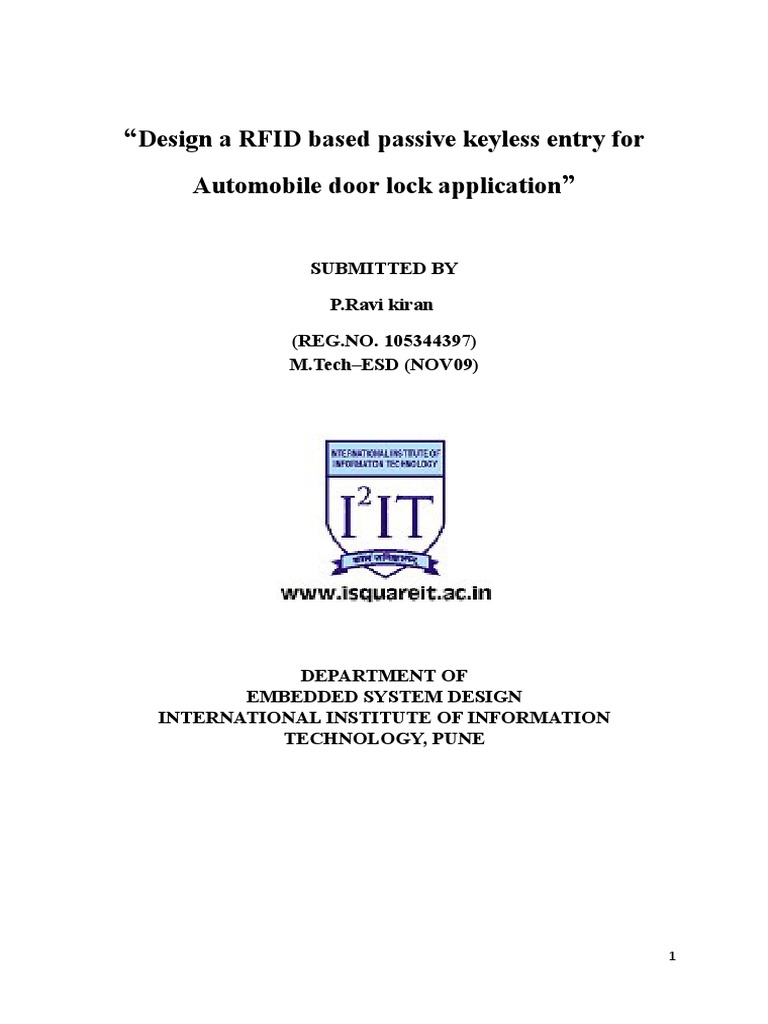 RFID Based Projects On Passive Keyless Entry For Automobile Circuit Diagram