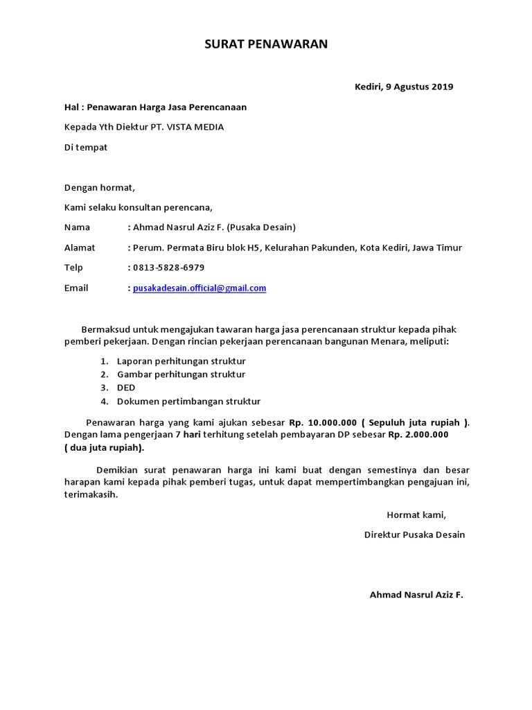 Contoh Surat Penawaran Pdf