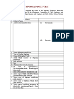 Diploma Panel Form: Documents To Be Produce