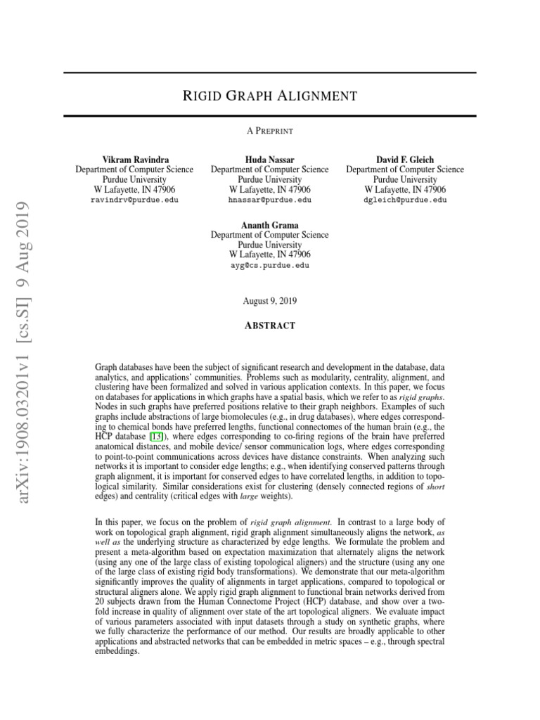 Rigid Graph Alignment | PDF | Functional Magnetic Resonance Imaging ...