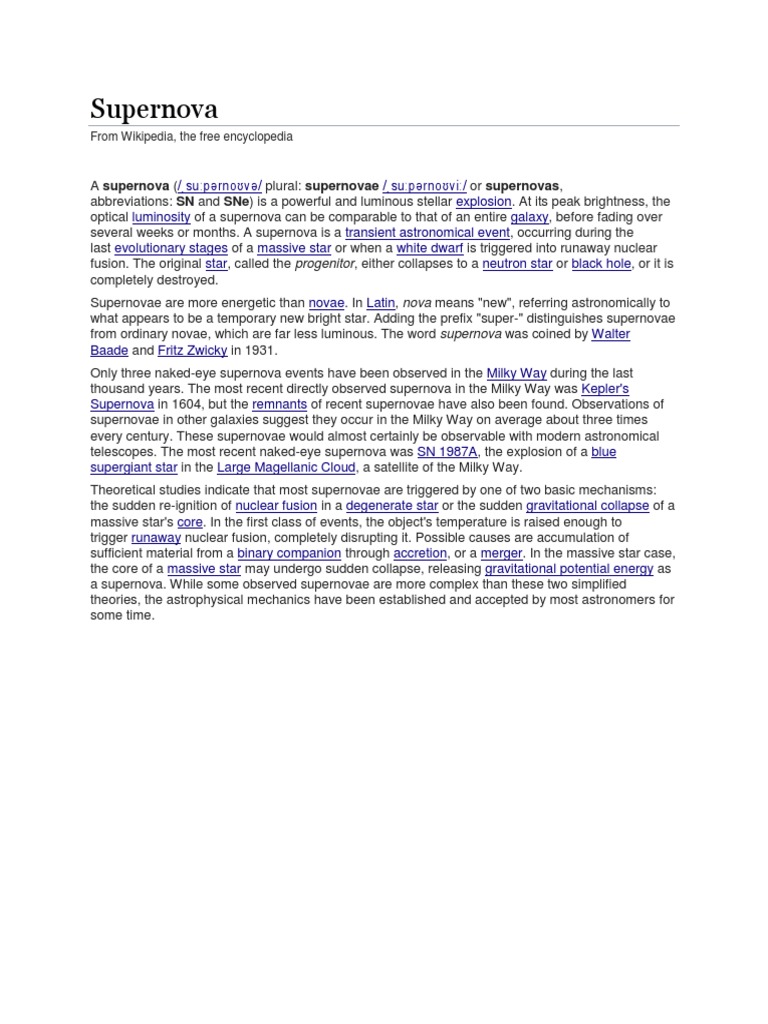 Understanding Supernovae: Stellar Explosions | PDF