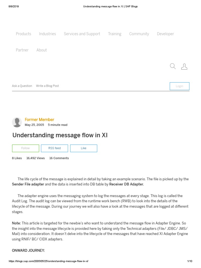 Understanding Message Flow in XI - SAP Blogs PDF | PDF | Central ...