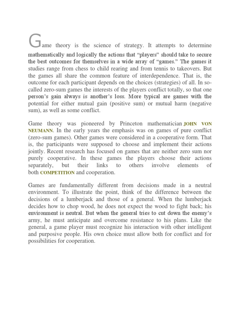 Understanding Game Theory by Von Neumann | PDF | Games & Activities