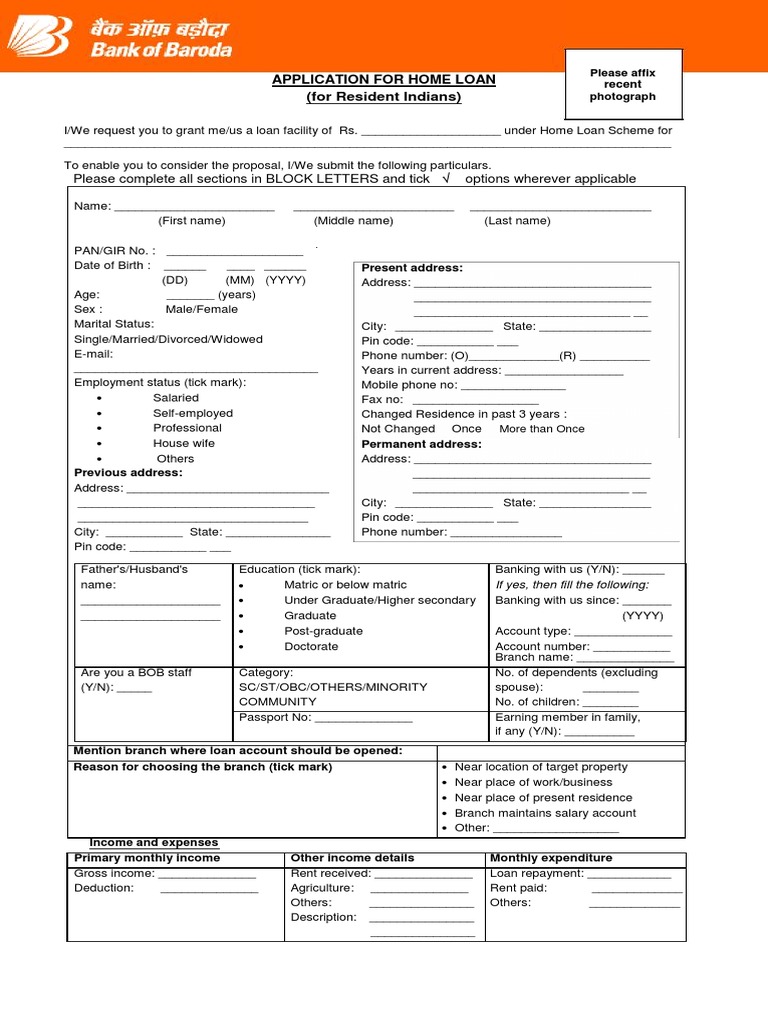Home Loan Application Form | PDF | Credit Card | Loans