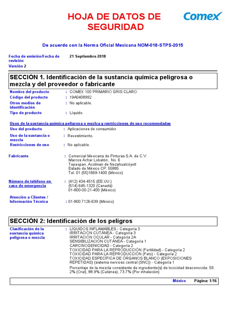 Hs Comex 100 Primario | PDF | Oxígeno | Circonio