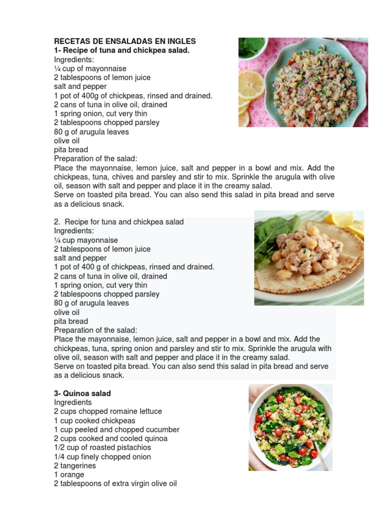 Recetas de Ensaladas en Ingles 1Recipe of Tuna and Chickpea Salad