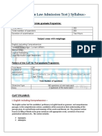 CLAT (Common Law Admission Test) Syllabus:-: Pattern of The CLAT For Under-Graduate Programme