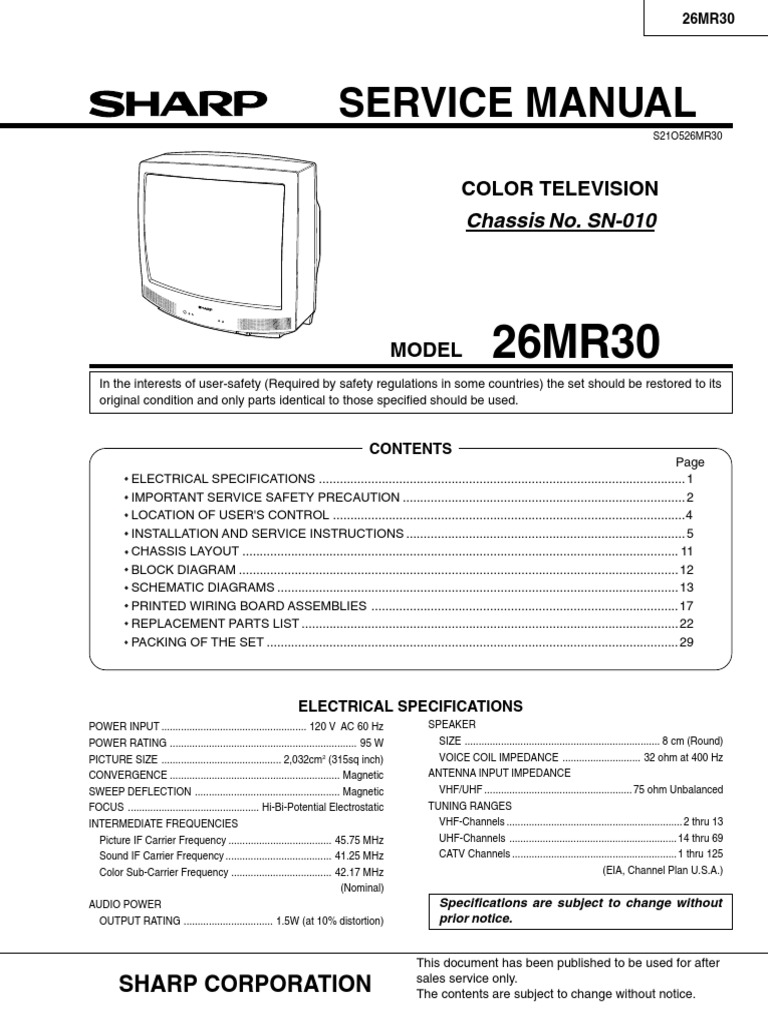 Service Manual: Color Television Chassis No. SN-010 | PDF | Vacuum Tube | High Voltage
