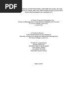 Effect of Motivational Factors On Job Satisfaction of Rank and File Employee in Selected Fast Food Restaurant in Lucena City