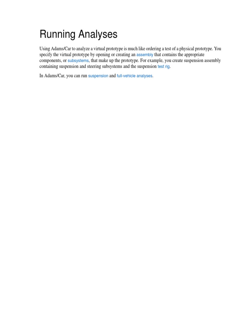 Adams/Car Suspension Analysis Guide | PDF | Suspension (Vehicle ...