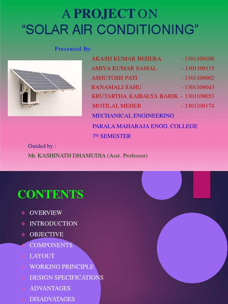 Solar Air Conditioning Project Overview | PDF | Solar Power | Air ...