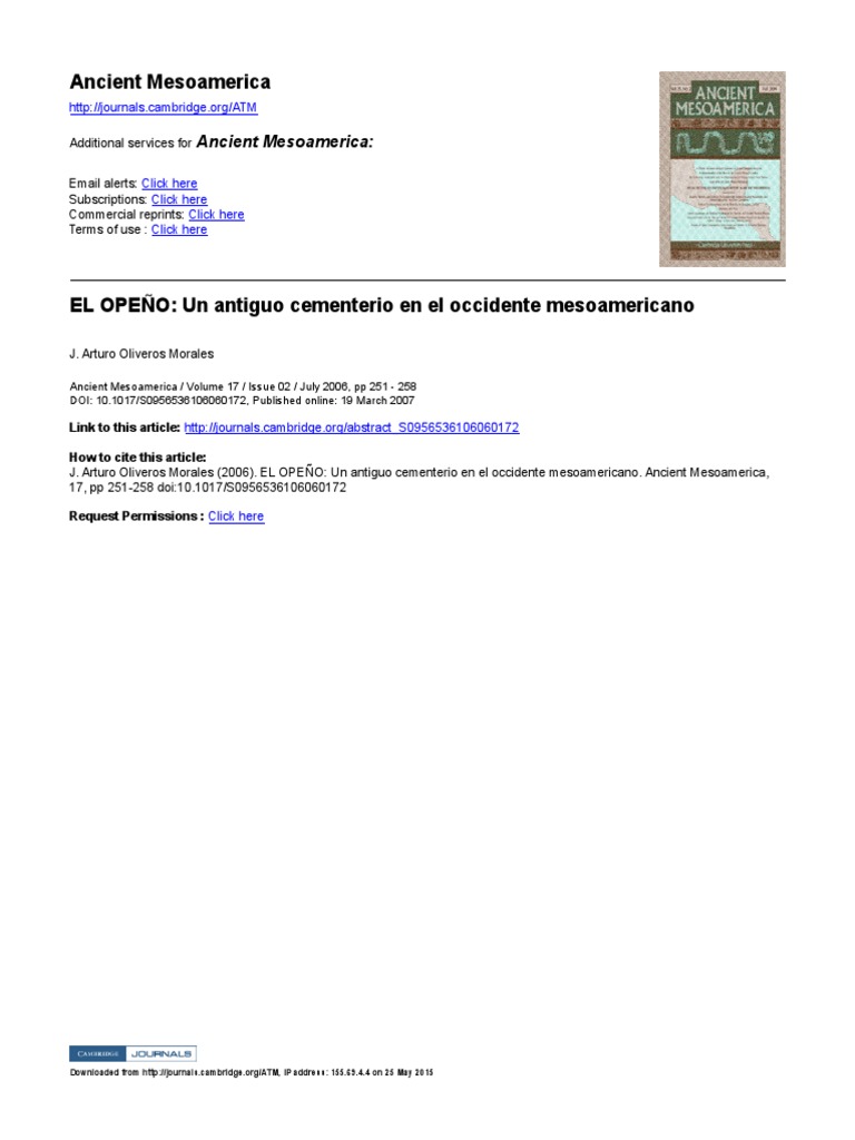 Oliveros 2006 - El Opeño, Un Antiguo Cementerio en El Occidente | PDF ...