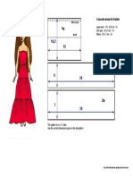 Barbie Cascade dress pattern with dimensions