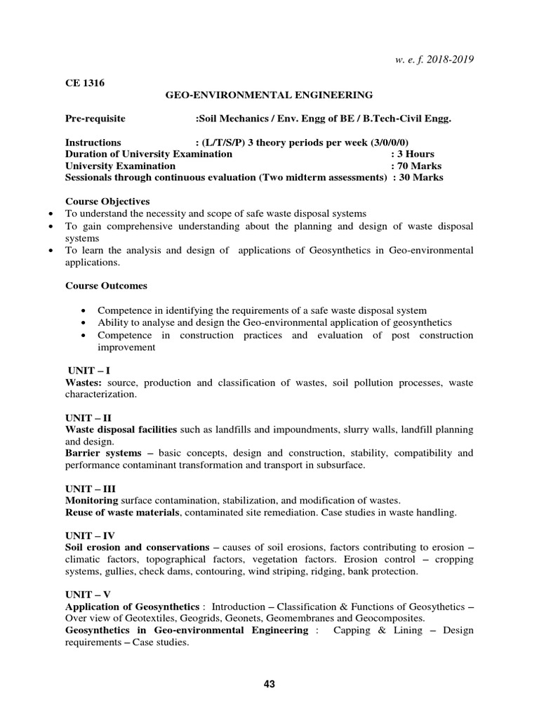 Geo-Environmental Engineering Course Guide | PDF | Civil Engineering ...