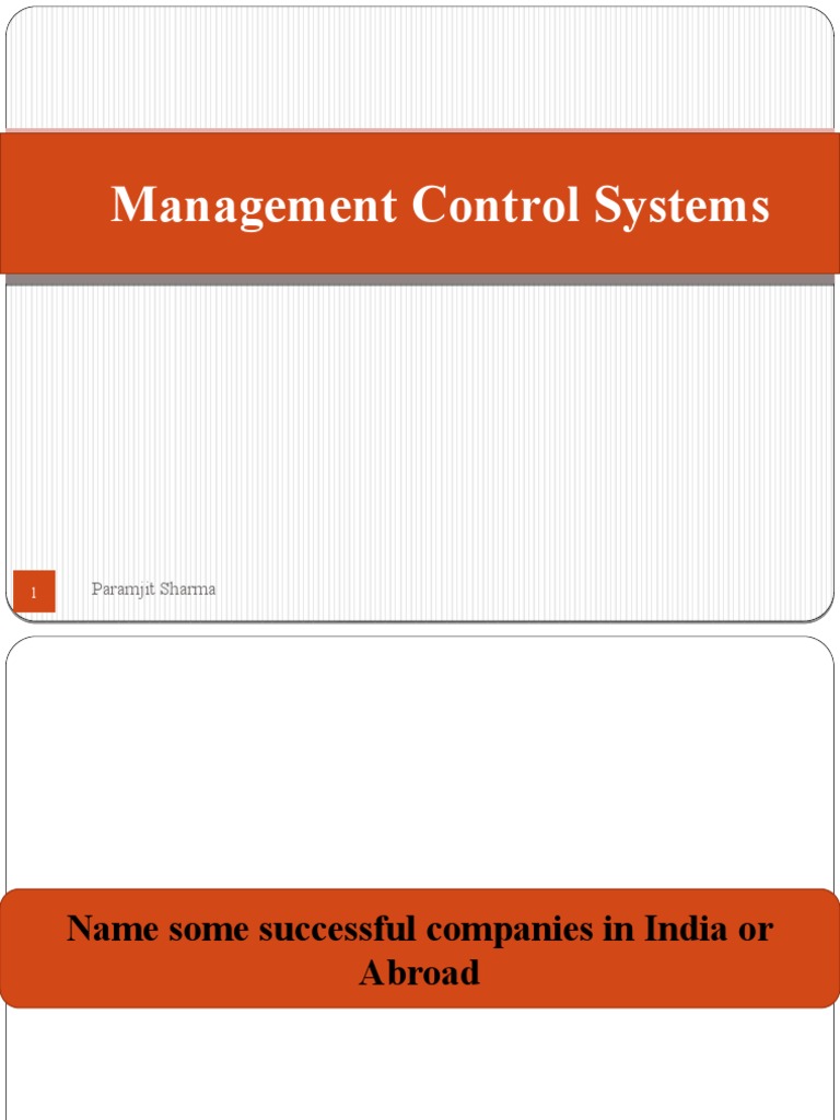 Management Control Systems: Paramjit Sharma | PDF | Goal | Behavior