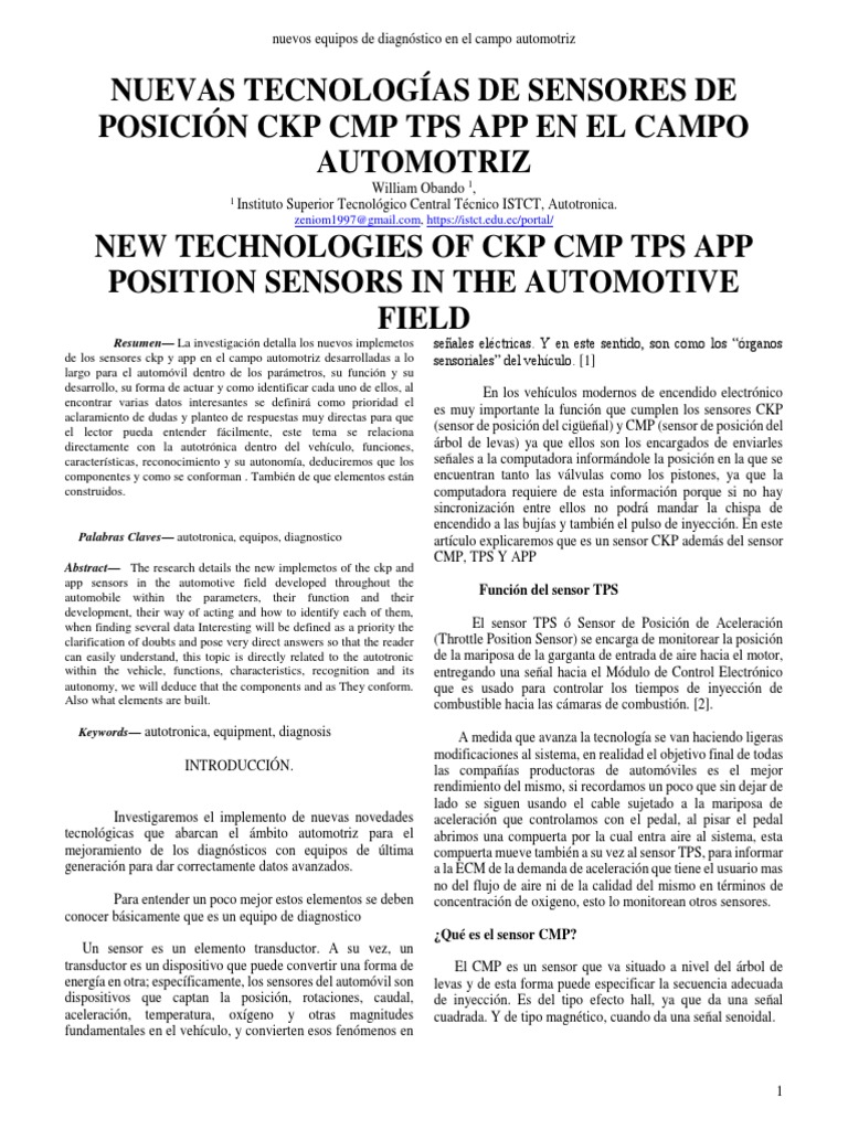 Diagrama de Sensores CKP y CMP | PDF | Inductor | Motor de combustión ...