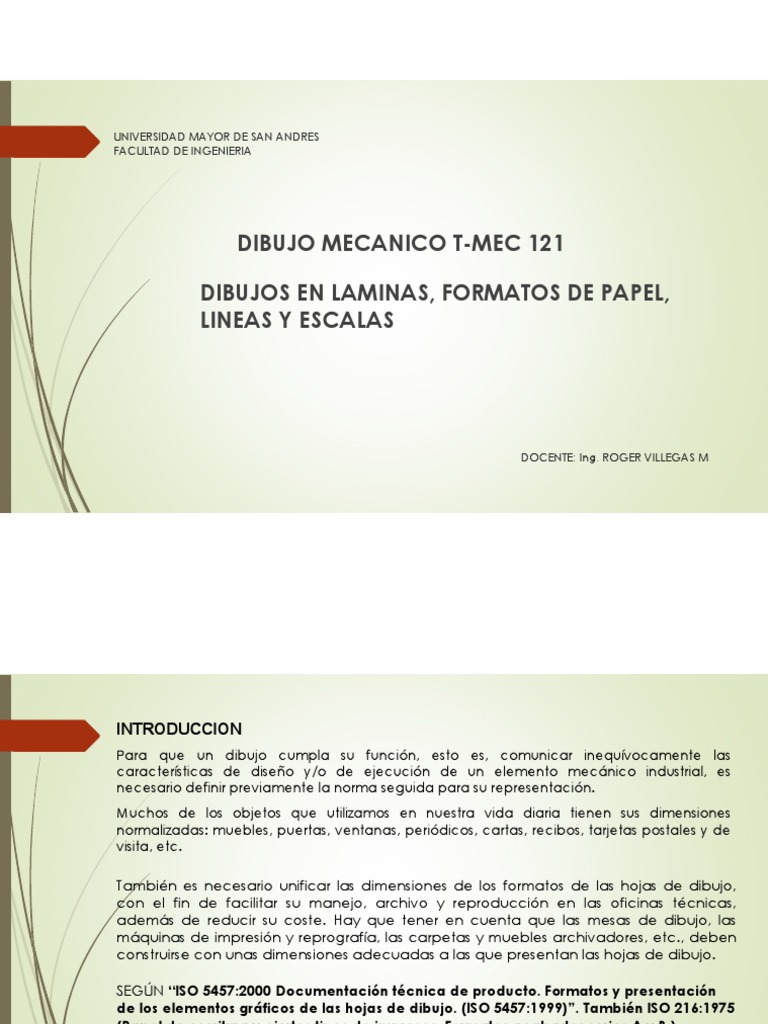 Dibujo Mec nico Formatos De Papel L neas Escalas Y Proyecciones ISO 
