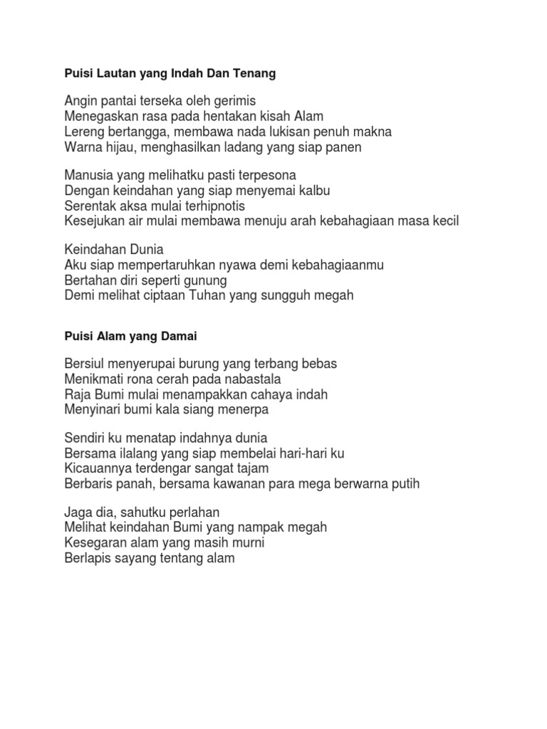 Puisi Lautan Yang Indah Dan Tenang