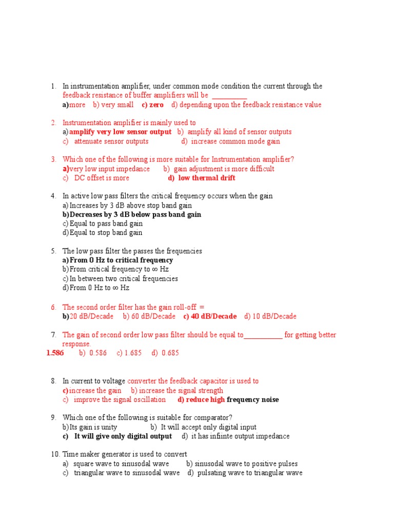 MCQs Linear Integrated Circuit PDF Amplifier Analog To Digital