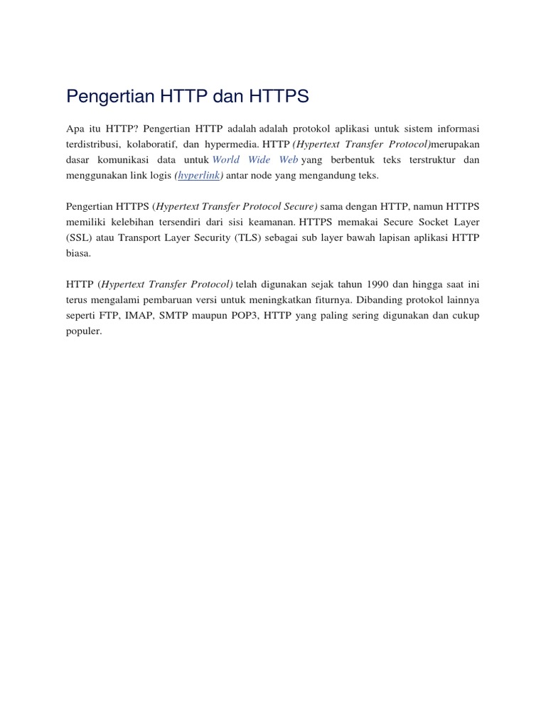 Pengertian HTTP dan HTTPS: Keamanan Web | PDF