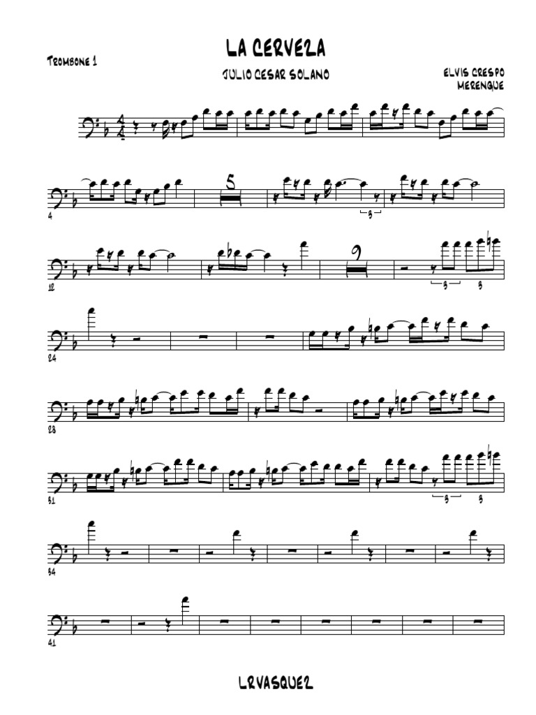 La Cerveza Elvis Crespo - Trombone 1 | PDF