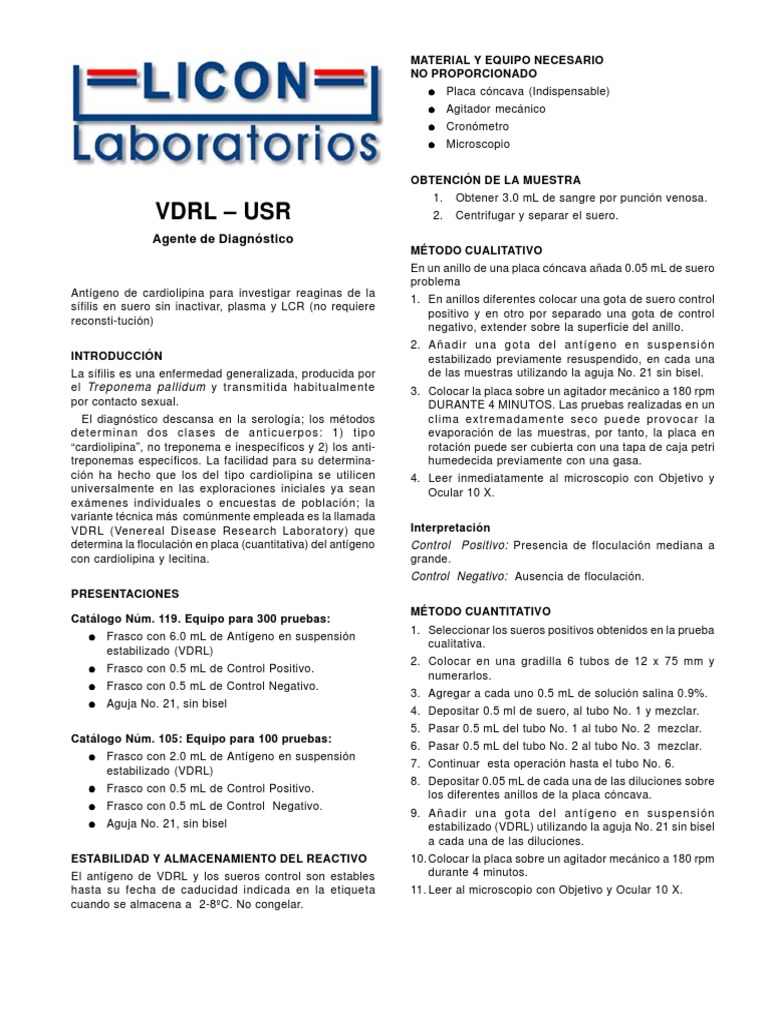 VDRL PDF | PDF | Inmunología | Especialidades Medicas