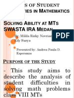 Nalysis of Tudent Ifficulties in Athematics Roblem Olving Bility at S Edan