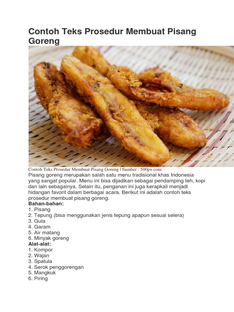 Teks Prosedur Cara Membuat Pisang Goreng Easy Study - Riset