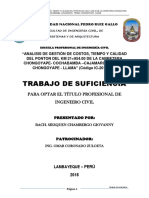 Análisis de Gestión de Costos, Tiempo y Calidad Del Ponton