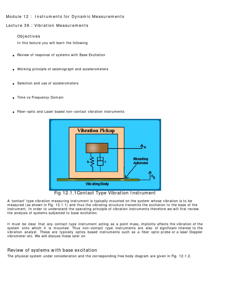 Vibration Measurement Instruments Overview | PDF | Accelerometer ...