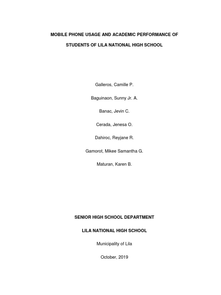 Mobile Phone Usage and Academic Performance of Students in Lila ...