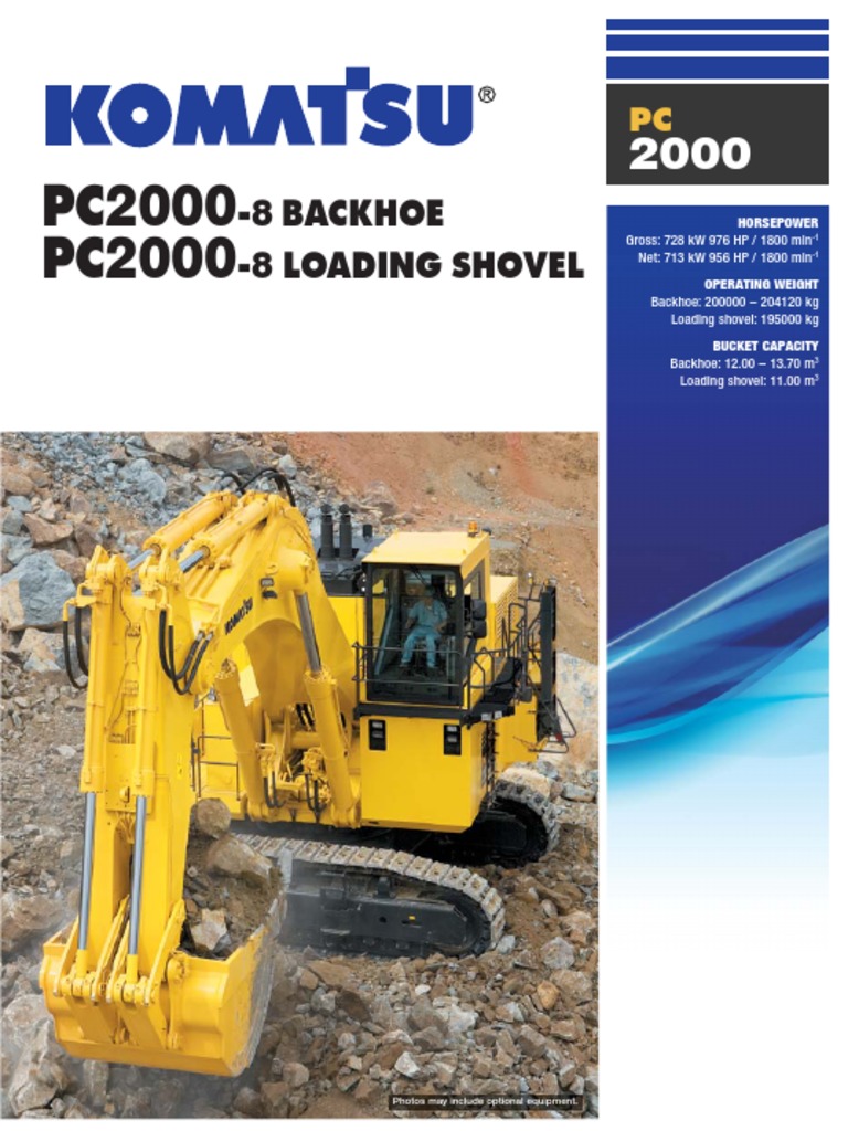 Komatsu PC2000-8 Excavator Specs | PDF | Engines | Horsepower