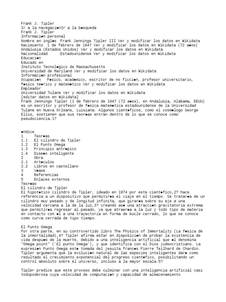 Frank J. Tipler: Teorías y Controversias | PDF | Metafísica | Física