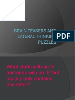 Brain Teasers and Lateral Thinking Puzzles